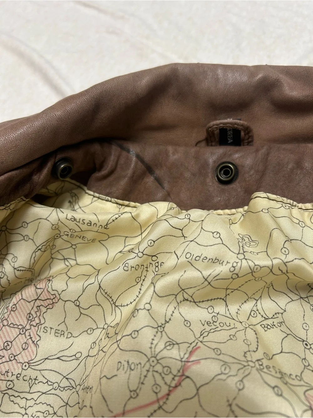 Vintage Leather Bomber Jacket Double Zip New Zealand Opossum Lined Aviator